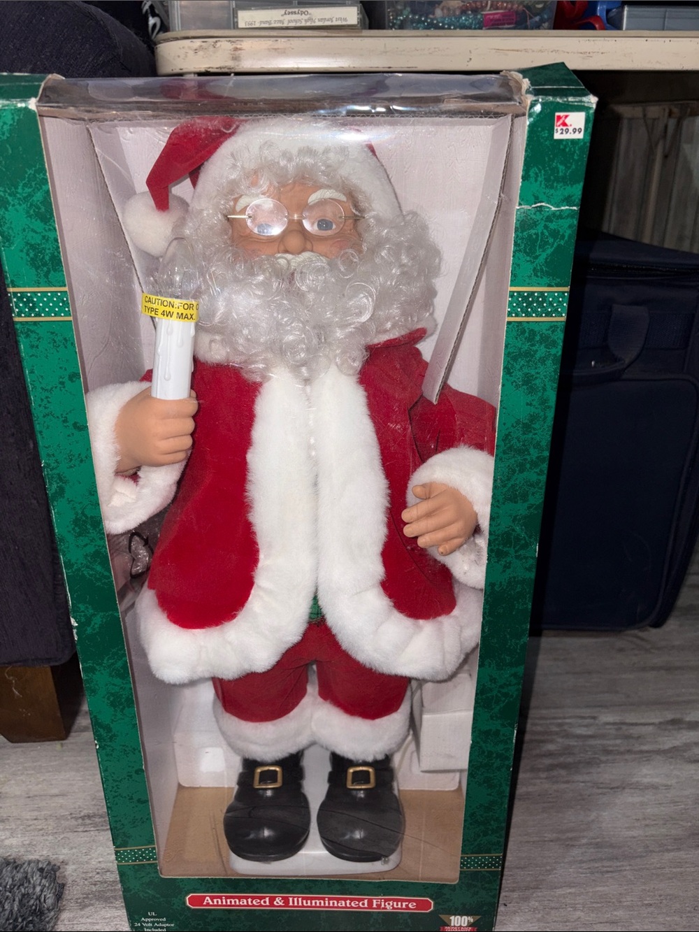 Animated Santa Claus Figure in Red and White lightbulb candle